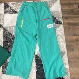 Fila Teal Joggers with Yellow and Pink Zippers